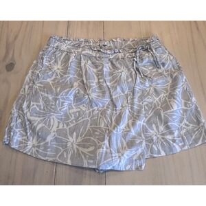 Madewell Linen Blend Floral Faux Wrap Skort Blue White XL NK666 Summer Casual